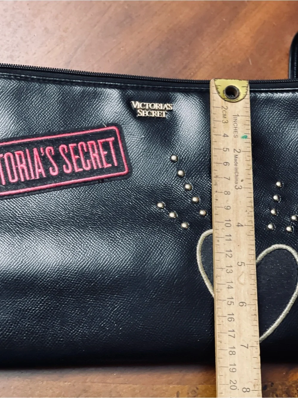 Victoria's Secret Black Cosmetic Pouch with Pink Logo Patch